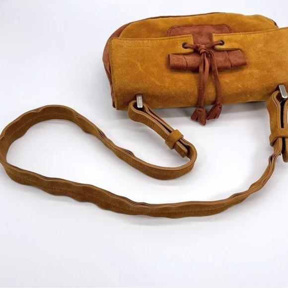 Prada Authentic Vintage 90’s Rare Two Tone Brown Shoulder Bag Suede NWT - Picture 13 of 16